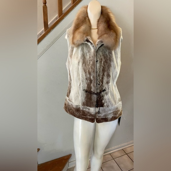 Russian Sable Fur Iceberg Sheared Mink Fur Vest With Russian Sable Collar NWT - Picture 6 of 10